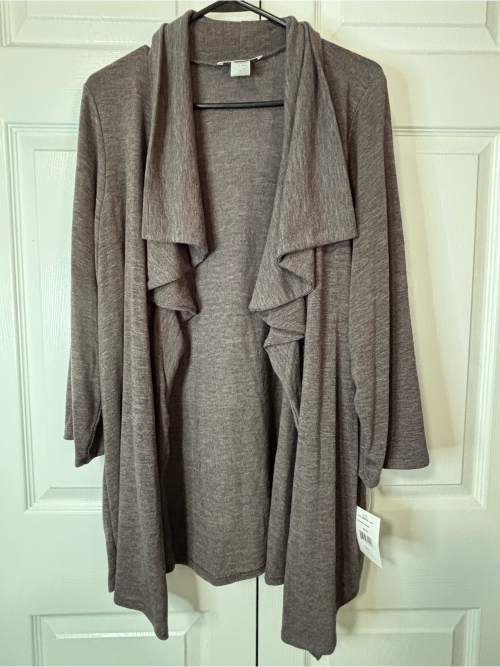 Moa Moa Womens Draped Open Front Sweater Cardigan - Taupe New with Tags Sz 3X